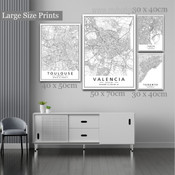 Toulouse Valencia Tokyo Abstract 4 Panel Set Map Abstract Rolled Painting Photograph Print on Canvas Home Wall Equipment