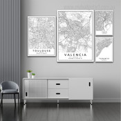 Toulouse Valencia Tokyo Abstract Stretched Cheap 4 Panel Map Wall Art Photograph Canvas Print for Room Embellishment
