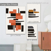 Rectangular Speckle Orb Abstract Geometric Rolled Photograph 3 Piece Set Modern Canvas Print for Room Wall Artwork Outfit
