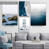 Today Is Your Day Waves Nature Nordic Stretched Photograph Typography 4 Piece Set Canvas Print for Room Wall Art Ornament