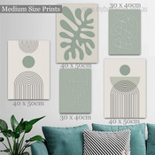 Mackle Leaflets Strokes Leaves Geometrical Stretched Abstract Photograph 5 Piece Set Canvas Print Art for Room Wall Hanging Adornment