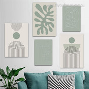 Mackle Leaflets Strokes Circles Abstract Geometrical Rolled Photograph 5 Piece Set Canvas Print for Room Wall Artwork Garnish