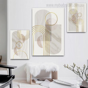 Circular Speckle Lineaments Circle Modern Geometrical Photograph Abstract 3 Piece Set Canvas Print Wall Hanging Artwork Assortment