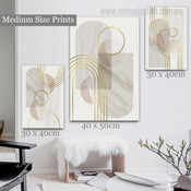 Circular Speckle Lineaments Spots Geometrical Modern 3 Multi Panel Painting Set Photograph Abstract Rolled Print on Canvas for Wall Hanging Tracery