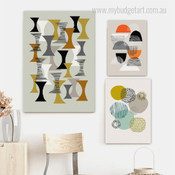 Geometric Pattern Design Scandinavian Abstract Framed Artwork Picture 3 Piece Wall Art for Room Decor