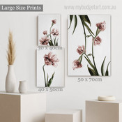 Tulip Flowers Floral Modern Framed Artwork 3 Piece Canvas Art or Room Wall Adornment