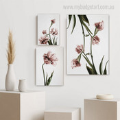 Tulip Flowers Floral Modern Framed Artwork 3 Piece Wall Art for Room Wall Ornament