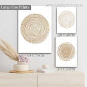 Beige Circle Geometric Abstract Boho Minimalist Stretched Artwork Picture 3 Panel Canvas Prints for Home Decor