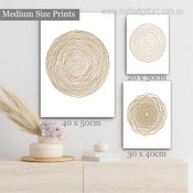 Beige Circle Geometric Abstract Boho Minimalist Stretched Artwork Picture 3 Piece Multi Panel Wall Art for Wall Decor