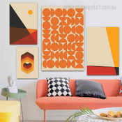 Scansion Hexagon Abstract Modern 4 Piece Set Rolled Painting Photograph Print on Canvas Home Wall Drape