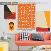 Scansion Hexagon Circles Geometric Cheap 4 Panel Modern Wall Art Photograph Abstract Stretched Canvas Print for Room Onlay