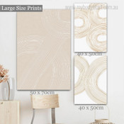 Circular Streaks Minimalist Abstract Stretched Framed Artwork Picture 3 Piece Canvas Wall Art for Room Decor