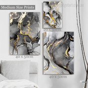 Golden Gray Marble Nordic Abstract Stretched Framed Artwork Picture 3 Piece Canvas Wall Art for Home Décor