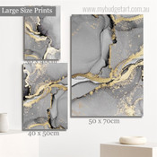 Blemish Texture Marble Spots Modern Stretched Abstract Photograph 3 Piece Set Canvas Print Art for Room Wall Hanging Adornment