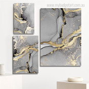 Blemish Texture Marble Abstract Modern Rolled Photograph 3 Piece Set Canvas Print for Room Wall Artwork Garnish