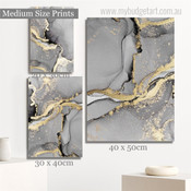 Blemish Texture Marble Abstract Photograph Modern Rolled Wrapped 3 Multi Piece Set Canvas Print for Room Wall Painting Trimming