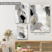 Macula Brush Effect Abstract Modern 3 Multi Panel Wall Artwork Photograph Stretched Print on Canvas for Room Decor