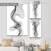 Wavy Streaks Abstract Modern Framed Artwork Image 3 Piece Canvas Print for Home Decoration