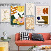 Half Scansion Flaws Spots Geometrical 5 Multi Panel Abstract Painting Set Photograph Rolled Canvas Print for Room Wall Finery