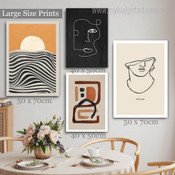 Bold Strias Tarnish Lines Abstract Photograph Geometric 4 Piece Set Stretched Canvas Print for Room Wall Art Outfit