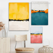 Rectangular Calico Stigmas Abstract Modern 3 Multi Panel Wall Artwork Photograph Stretched Print on Canvas for Room Decor