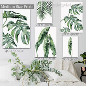 Tropical Leaves Botanical Watercolor Modern Canvas Artwork Picture 5 Panel Wall Art for Room Garniture