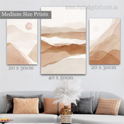 Desert Landscape Abstract Watercolor Boho Mountain Minimalist Artwork Picture 3 Piece Canvas Set for Room Wall Decoration