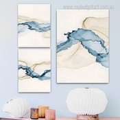Ink Texture Abstract Watercolor Modern Framed Artwork Picture 3 Panel Wall Art Prints for Room Wall Ornament