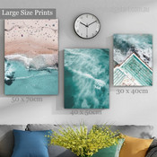 Beach Waves Seaside Landscape Modern Artwork Image 3 Piece Wall Art for Room Wall Ornament