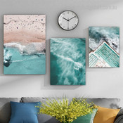 Beach Waves Seaside Landscape Modern Artwork Picture 3 Piece Canvas Art for Room Wall Adorn