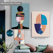 Face Kiss Abstract Contemporary Artwork Image 3 Piece Wall Art for Room Wall Ornament