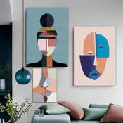 Face Kiss Abstract Contemporary Artwork Photo 3 Piece Canvas Set for Room Wall Garniture