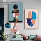 Face Kiss Abstract Contemporary Artwork Picture 3 Piece Canvas Prints for Room Wall Assortment