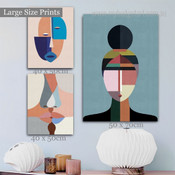 Masked Man Abstract Contemporary Artwork Picture 3 Piece Canvas Prints for Room Wall Getup