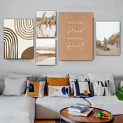 Desert Landscape Abstract Boho Minimalist Canvas Artwork Picture 5 Piece Canvas Art for Room Decoration