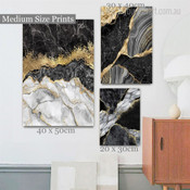 Splotch Marble Texture Spots Modern 3 Multi Panel Painting Set Photograph Abstract Print on Canvas for Wall Hanging Adornment