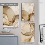 Gold Splash Marble Modern Stretched Cheap 3 Multi Panel Wall Art Photograph Abstract Canvas Print for Room Decor