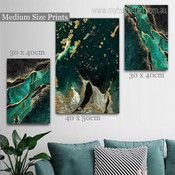 Smears Marble Spots Modern 3 Multi Panel Abstract Painting Set Photograph Rolled Canvas Print for Room Wall Finery