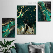 Smears Marble Modern Abstract Stretched Canvas Print 3 Piece Set Photograph for Room Wall Art Equipment