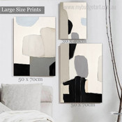 Trendy Brush Strokes Abstract Modern Artwork Photo 3 Panel Canvas Set for Room Wall Garniture