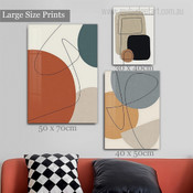 Sinuous Streaks Abstract Minimalist Modern Artwork Photo 3 Panel Canvas Set for Room Wall Garniture