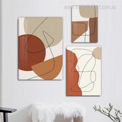 Twisting Lines Minimalist Abstract Modern Artwork Picture 3 Piece Canvas Art for Room Wall Spruce