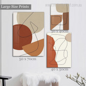 Twisting Lines Minimalist Abstract Modern Artwork Photo 3 Panel Canvas Set for Room Wall Décor