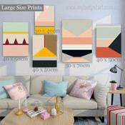 Geometric Triangular Pattern Abstract Modern Colorful Artwork Picture 5 Piece Wall Art for Room Adornment