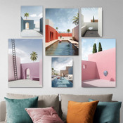 Still Life Buildings Abstract Architecture Modern Framed Artwork Picture 6 Piece Wall Art Set for Room Adornment
