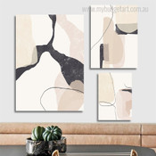 Beige Black Marble Abstract Modern Artwork Picture 3 Piece Canvas Art for Room Wall Adorn