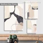 Beige Black Marble Abstract Modern Artwork Photo 3 Panel Canvas Set for Room Wall Garniture