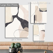 Beige Black Marble Abstract Modern Artwork Image 3 Piece Wall Art for Room Wall Ornament