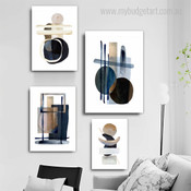 Watercolor Smudges Modern Abstract Artwork Photo 4 Panel Canvas Set for Room Wall Garniture