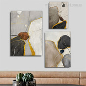 Gold Foil Lines Abstract Modern Artwork Image 3 Piece Wall Art for Room Wall Ornament